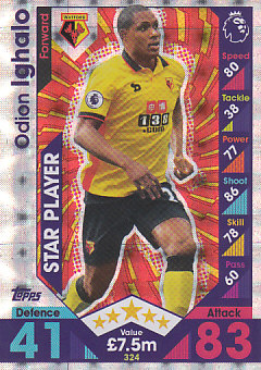 Odion Ighalo Watford 2016/17 Topps Match Attax Star Player #324